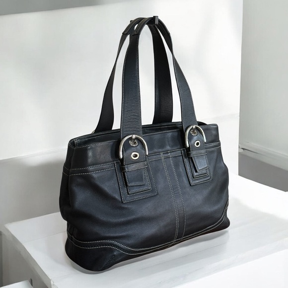 Authentic Coach Black Leather Soho Carryall Tote Bag! - Picture 3 of 15